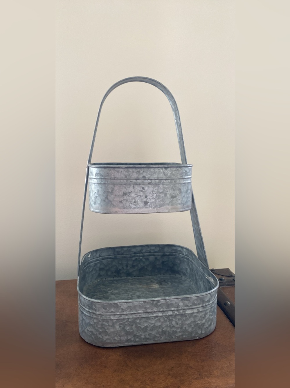 Galvanized Rustic Two-Tier Tray